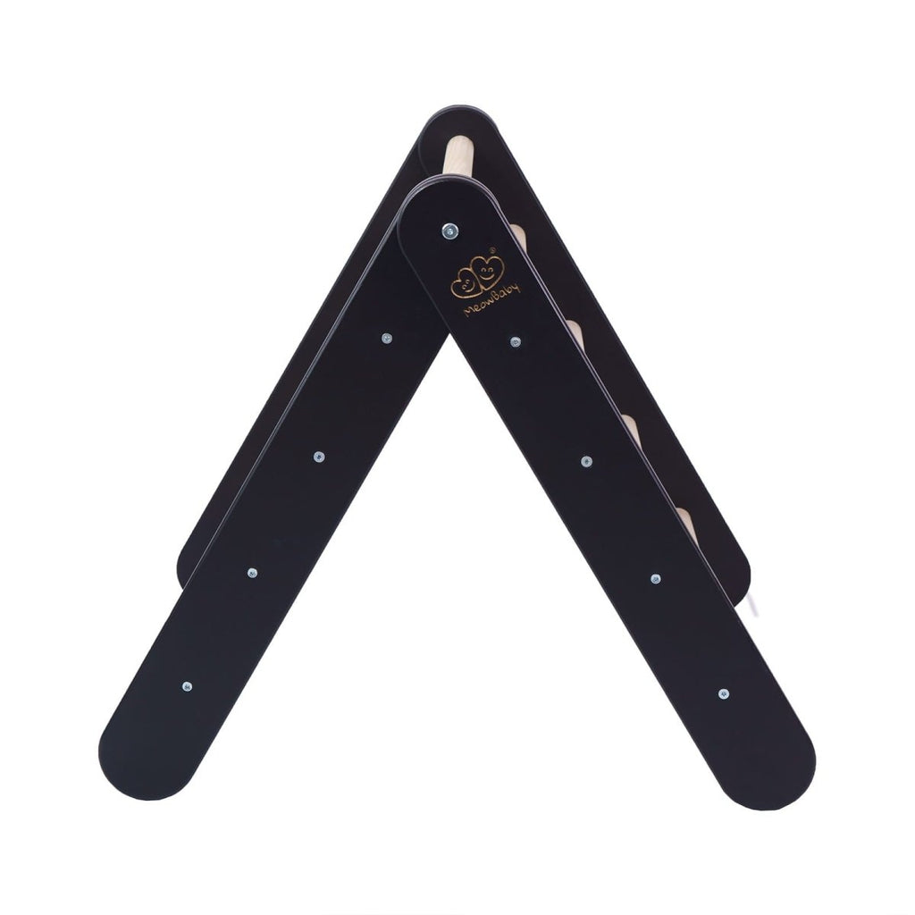 Indoor Wooden Climbing Frame with Slide & Ladder Wall – Montessori 2-in-1 Set (Black) - Tiny Tugz™