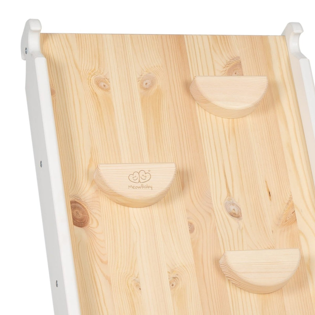 Indoor Wooden Climbing Frame with Slide & Ladder Wall – Montessori 2-in-1 Set (White) - Tiny Tugz™