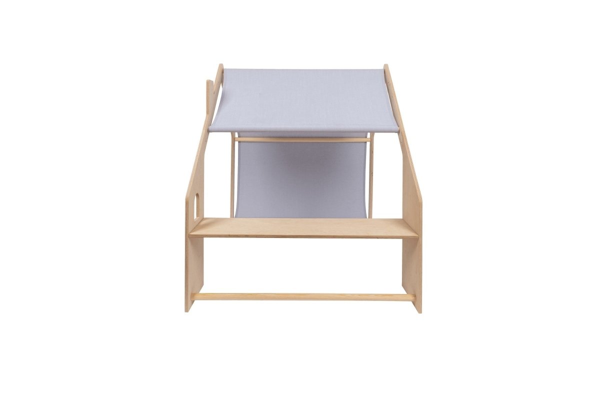 Indoor Wooden Playhouse for Kids (Natural Wood) with Canopy (Blue) - Tiny Tugz™