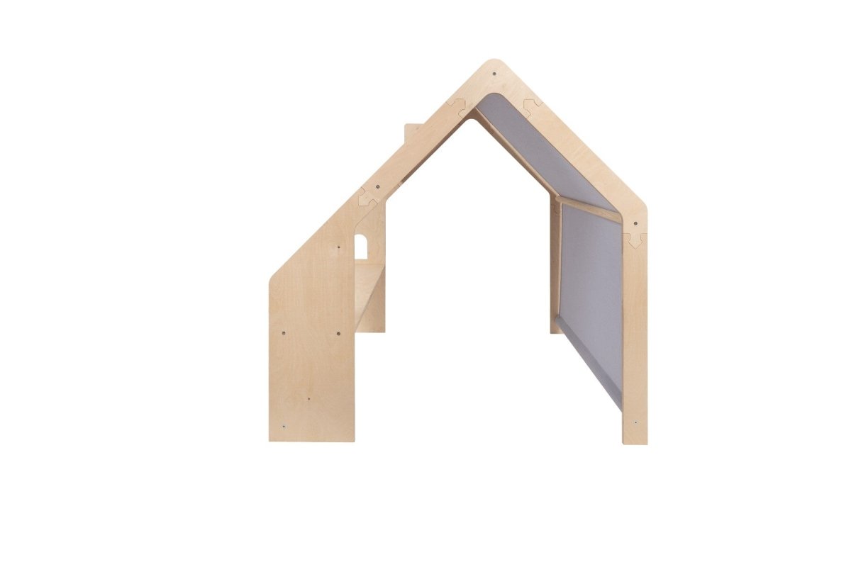 Indoor Wooden Playhouse for Kids (Natural Wood) with Canopy (Blue) - Tiny Tugz™