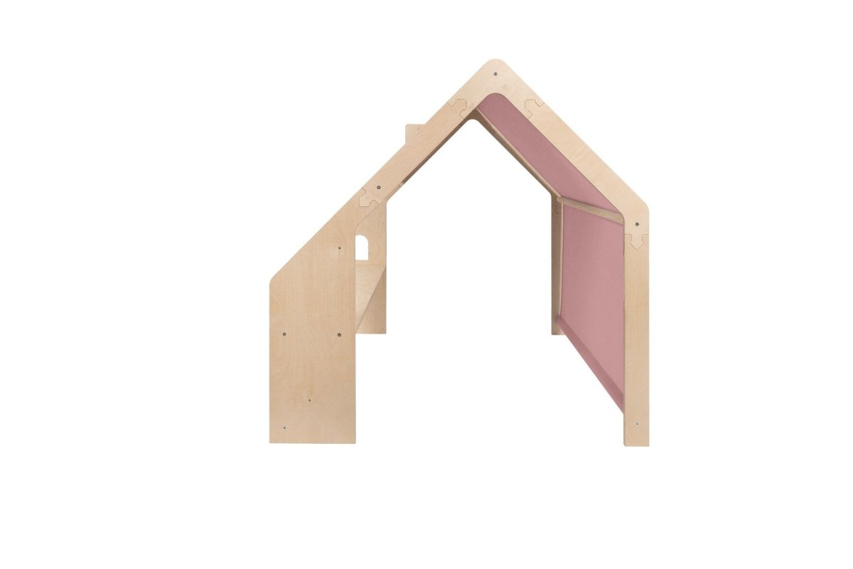 Indoor Wooden Playhouse for Kids (Natural Wood) with Canopy (Pink) - Tiny Tugz™