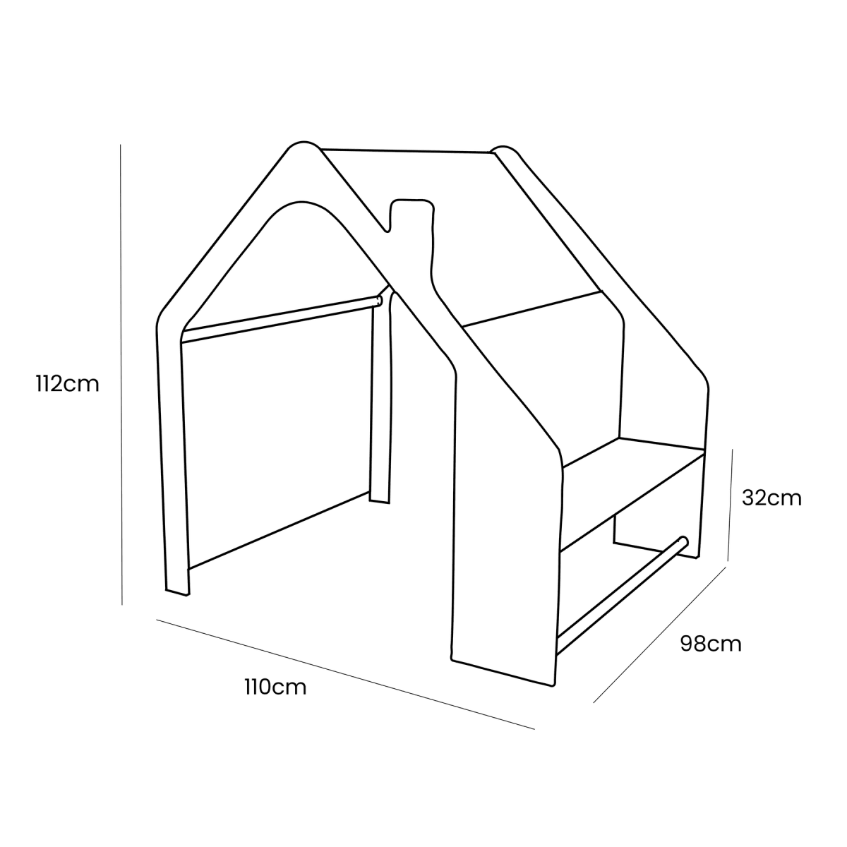 Indoor Wooden Playhouse for Kids (White) with Canopy (Blue) - Tiny Tugz™