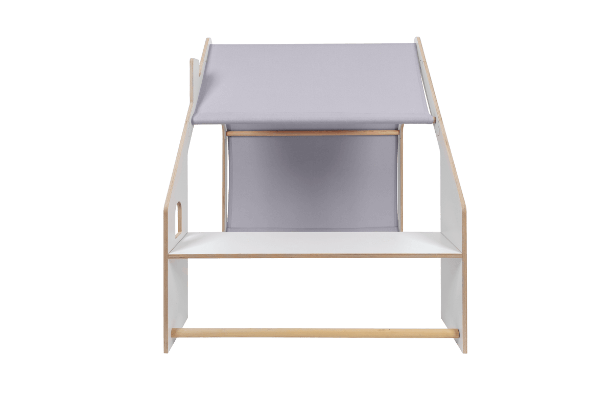 Indoor Wooden Playhouse for Kids (White) with Canopy (Blue) - Tiny Tugz™