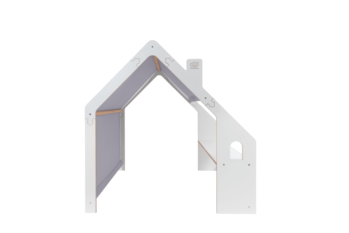 Indoor Wooden Playhouse for Kids (White) with Canopy (Blue) - Tiny Tugz™