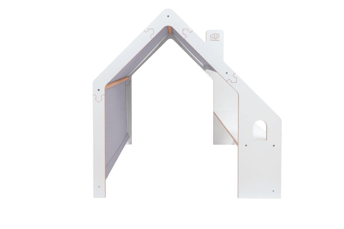 Indoor Wooden Playhouse for Kids (White) with Canopy (Blue) - Tiny Tugz™