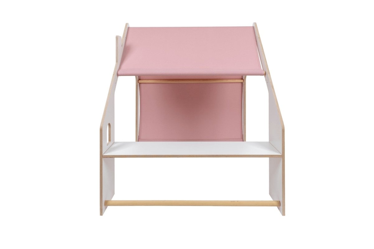 Indoor Wooden Playhouse for Kids (White) with Canopy (Pink) - Tiny Tugz™