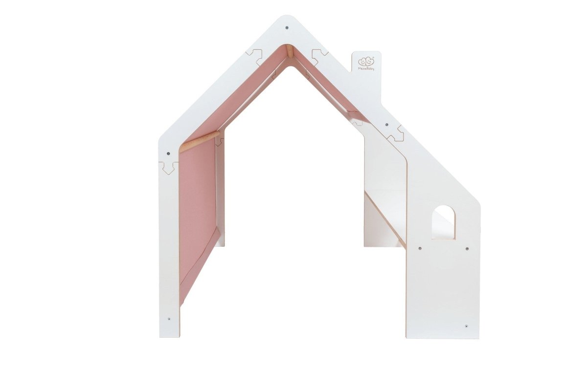 Indoor Wooden Playhouse for Kids (White) with Canopy (Pink) - Tiny Tugz™