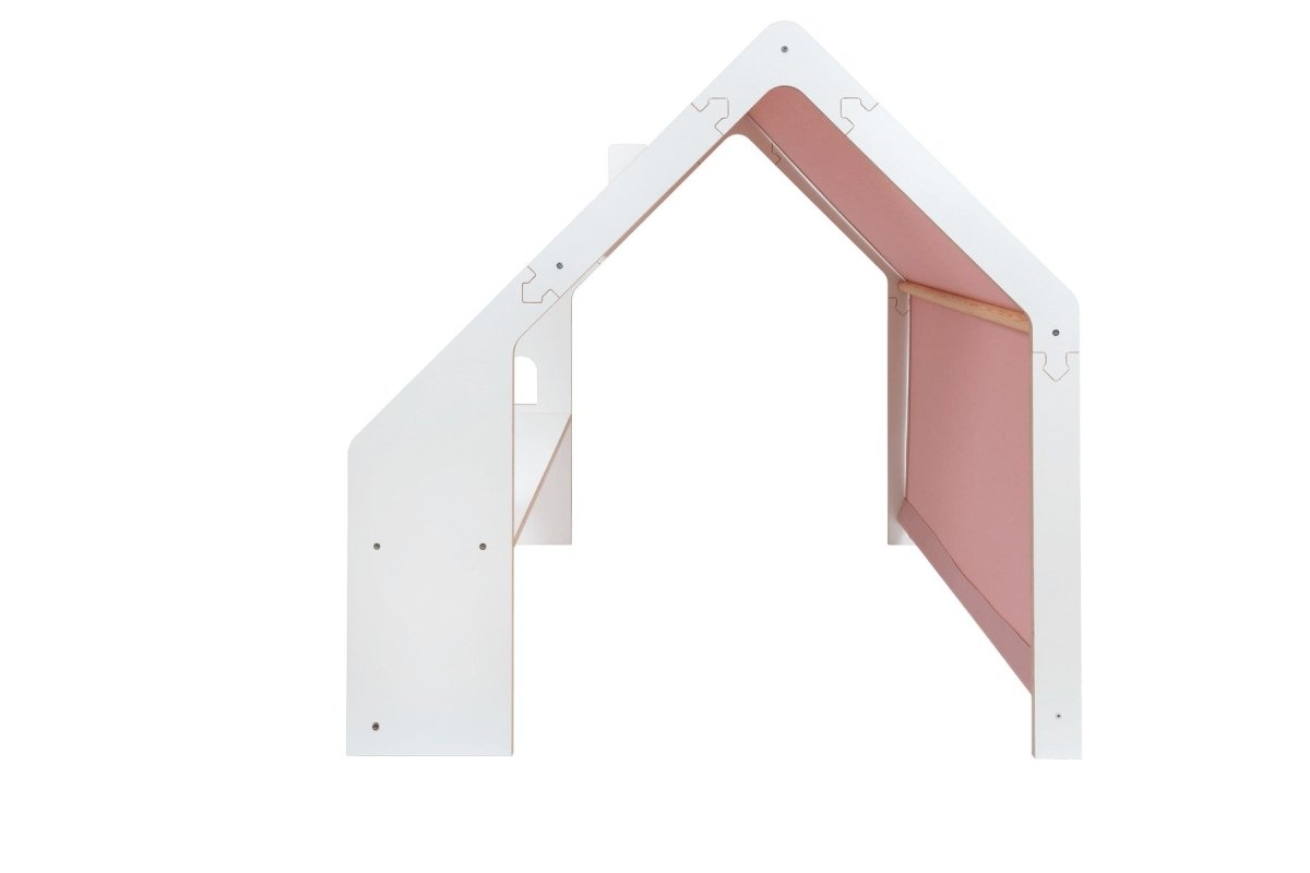 Indoor Wooden Playhouse for Kids (White) with Canopy (Pink) - Tiny Tugz™