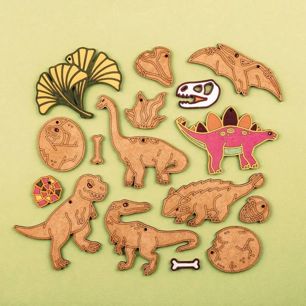 Jurassic Journeys - Colour-Your-Own Wooden Dinosaur Set - Tiny Tugz™