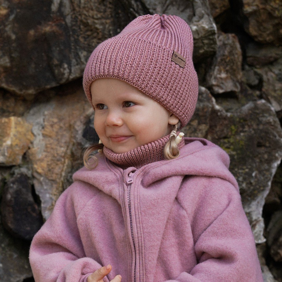 Kids 100% Merino Wool Beanie (Blush) - Tiny Tugz™