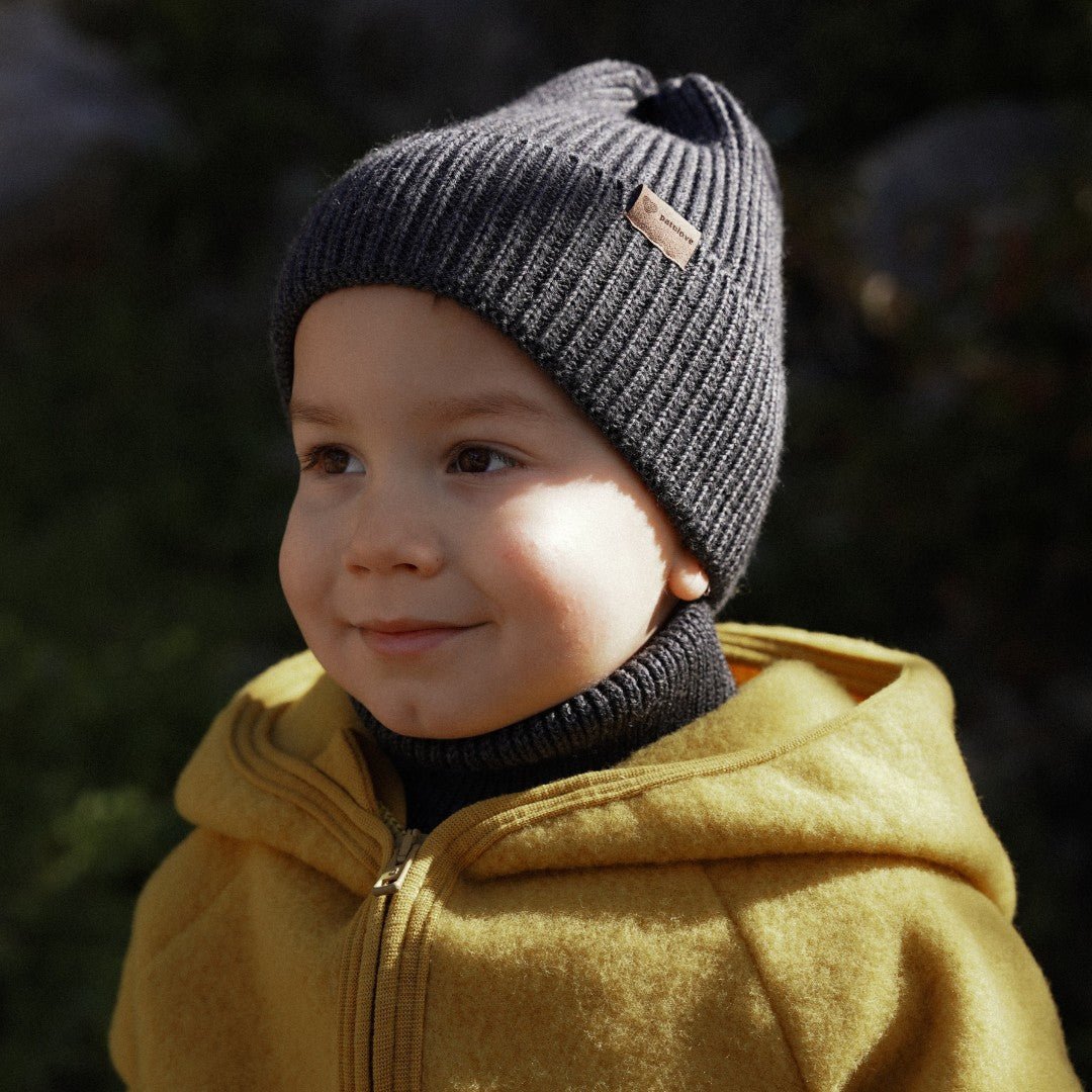 Kids 100% Merino Wool Beanie (Graphite) - Tiny Tugz™