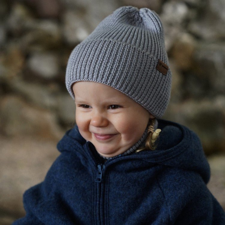 Kids 100% Merino Wool Beanie (Grey) - Tiny Tugz™