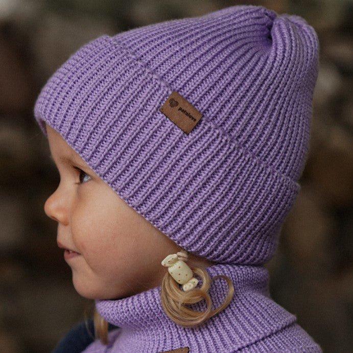 Kids 100% Merino Wool Beanie (Lavender) - Tiny Tugz™