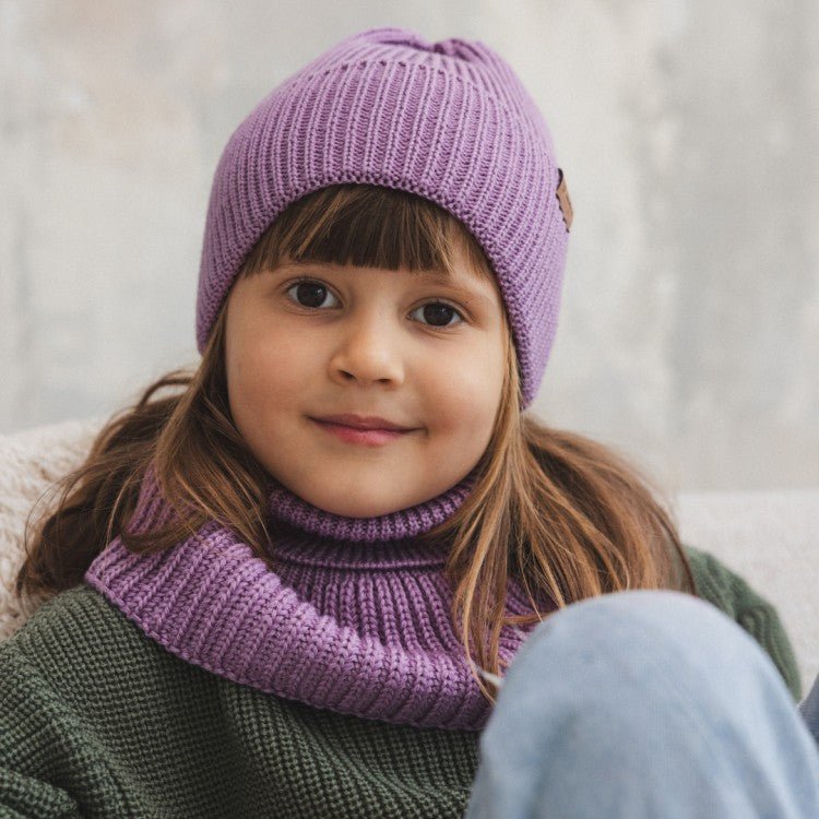 Kids 100% Merino Wool Beanie (Lilac) - Tiny Tugz™
