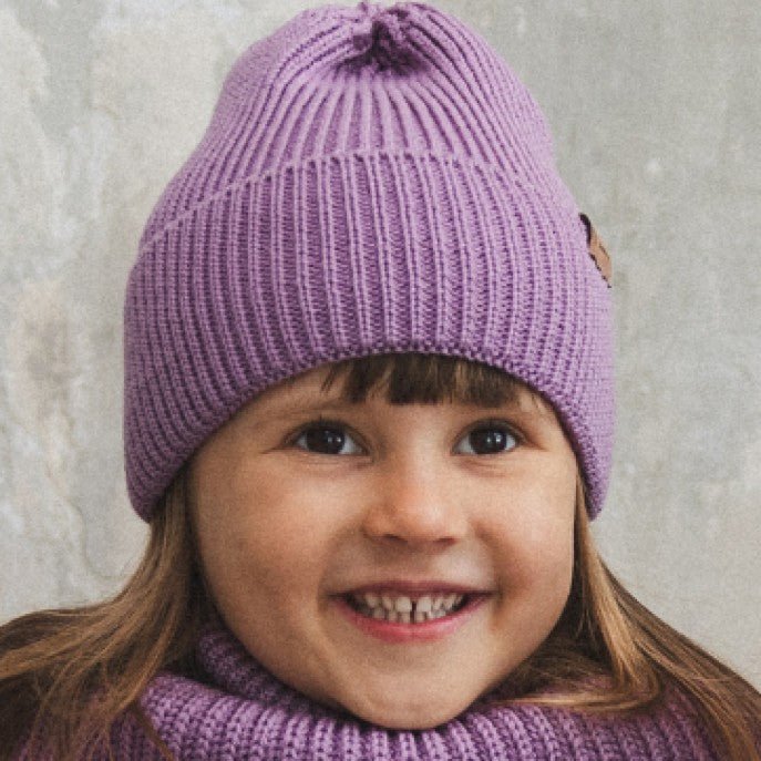 Kids 100% Merino Wool Beanie (Lilac) - Tiny Tugz™