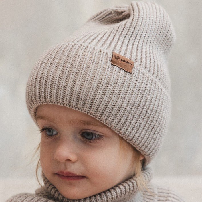 Kids 100% Merino Wool Beanie (Oat) - Tiny Tugz™