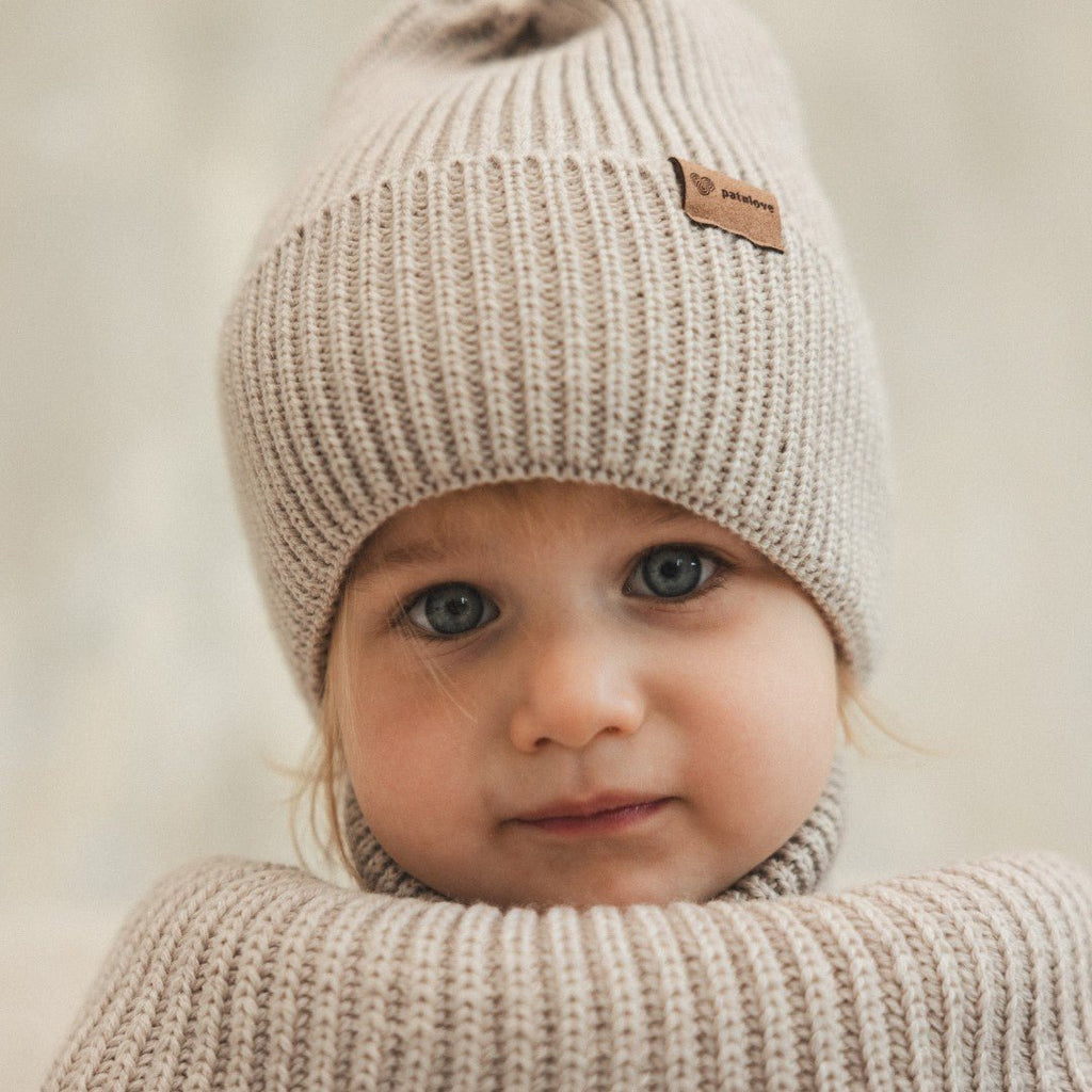 Kids 100% Merino Wool Beanie (Oat) - Tiny Tugz™