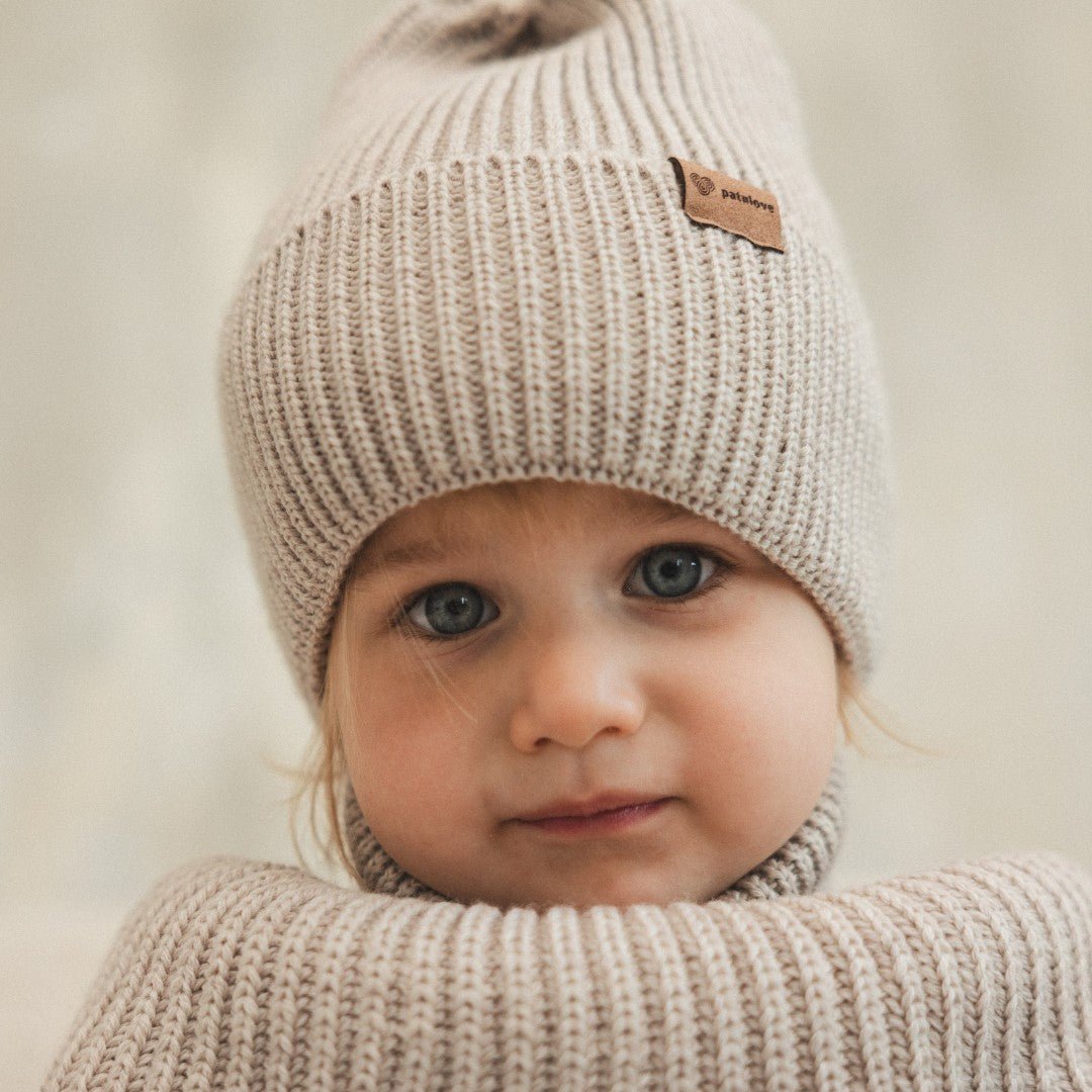 Kids 100% Merino Wool Beanie (Oat) - Tiny Tugz™
