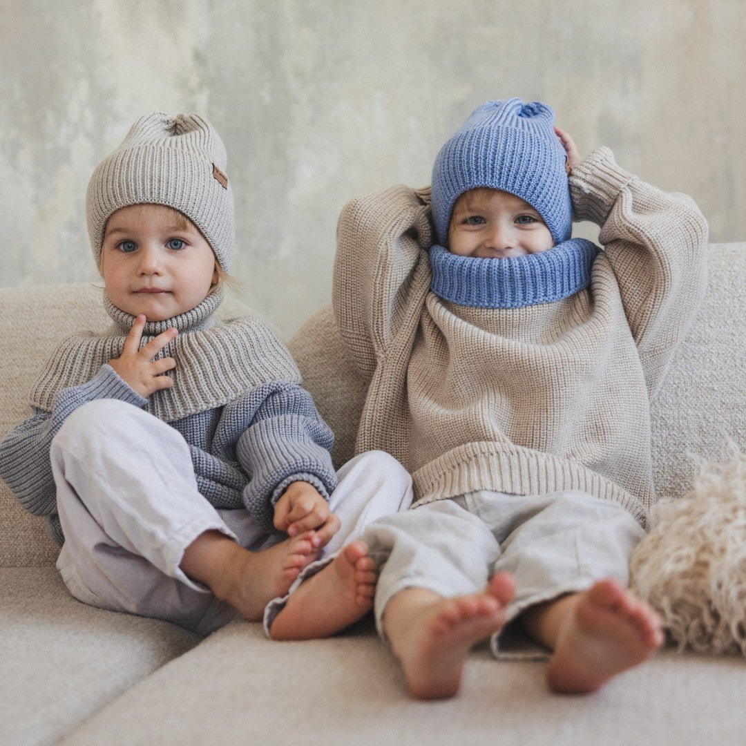 Kids 100% Merino Wool Beanie (Oat) - Tiny Tugz™
