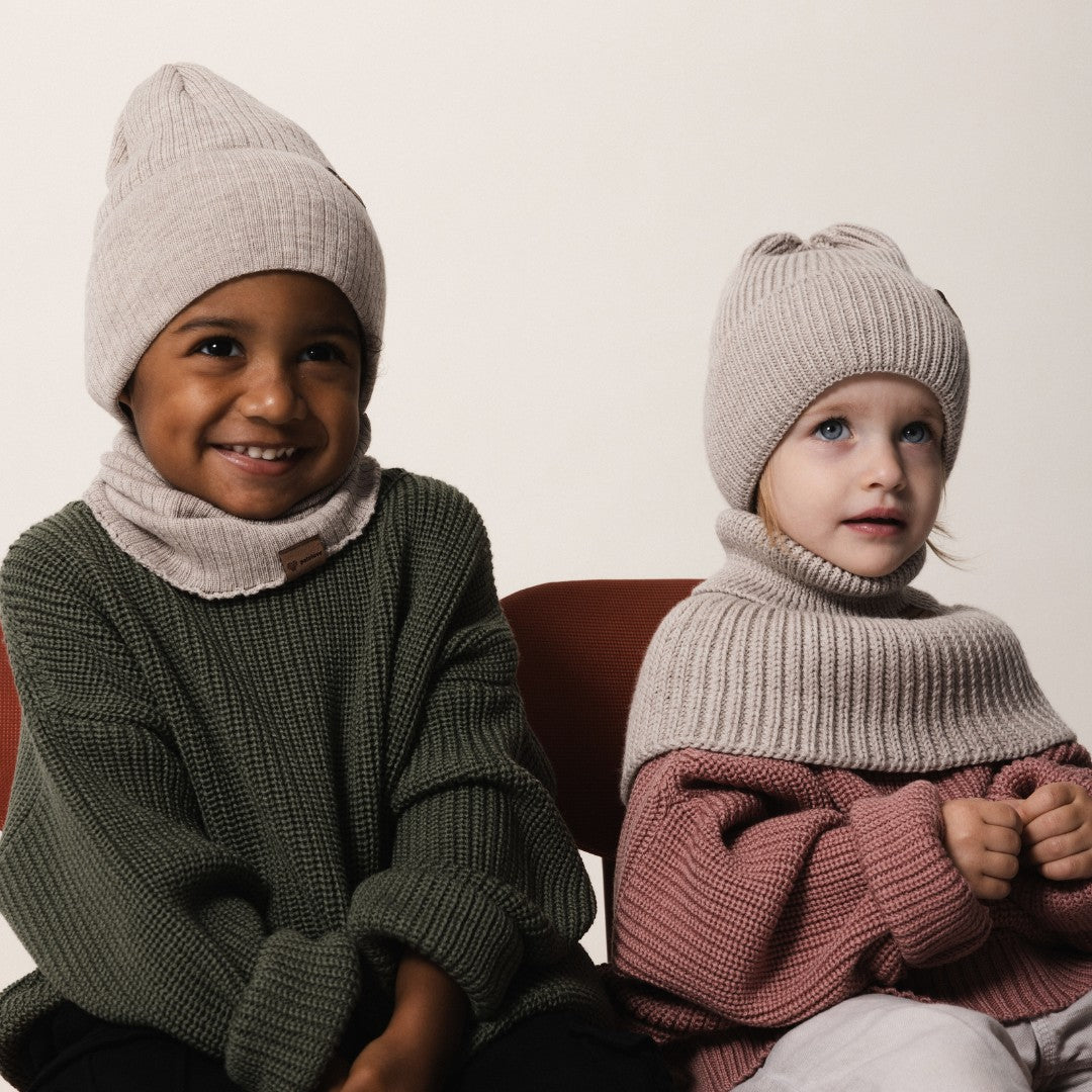 Kids 100% Merino Wool Beanie (Oat) - Tiny Tugz™