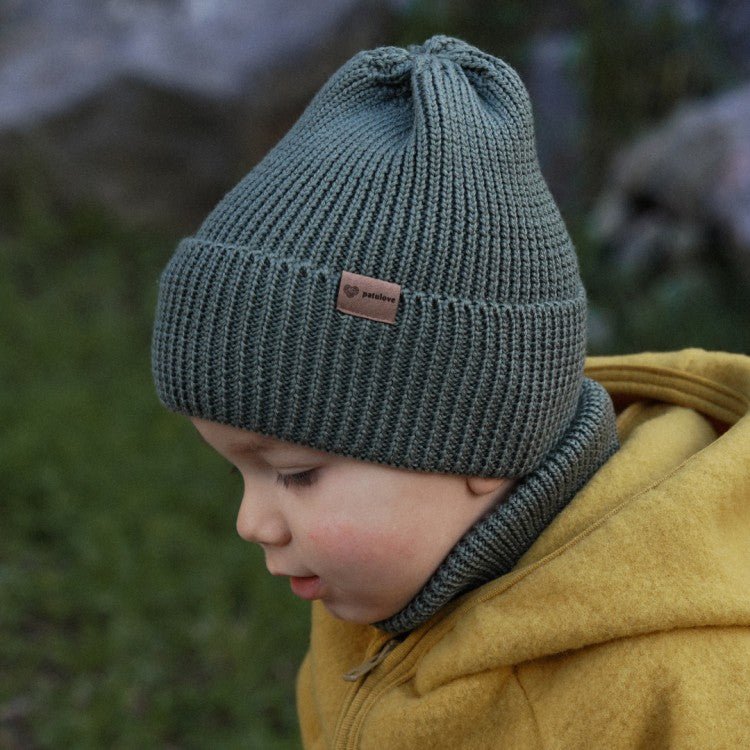 Kids 100% Merino Wool Beanie (Olive) - Tiny Tugz™