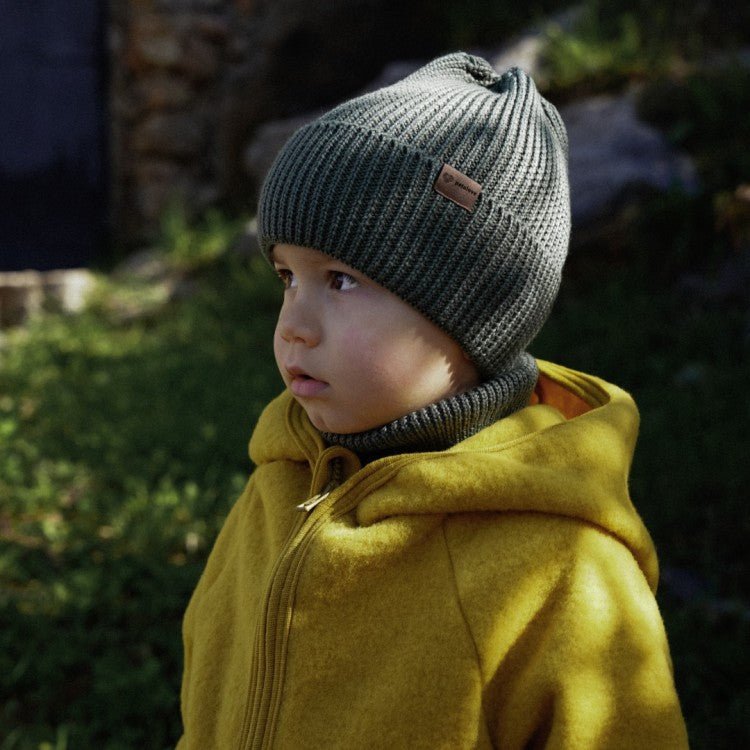 Kids 100% Merino Wool Beanie (Olive) - Tiny Tugz™