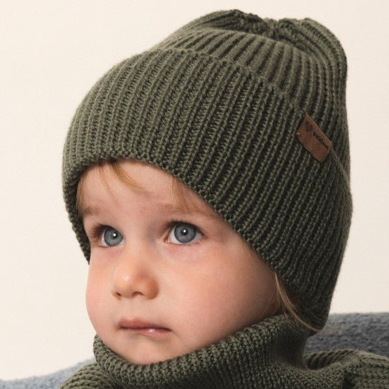 Kids 100% Merino Wool Beanie (Olive) - Tiny Tugz™
