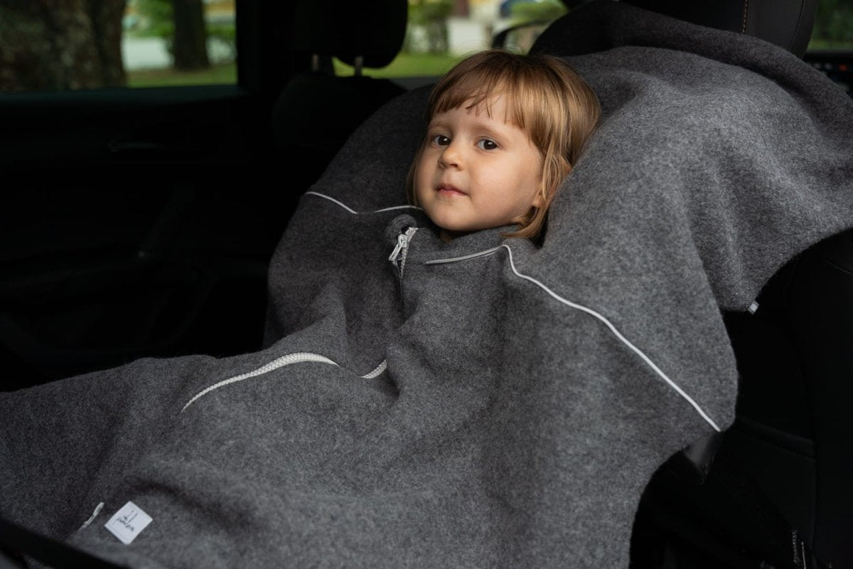 Kids 100% Merino Wool Car Poncho – Car Seat Safe (Dragon) - Tiny Tugz™