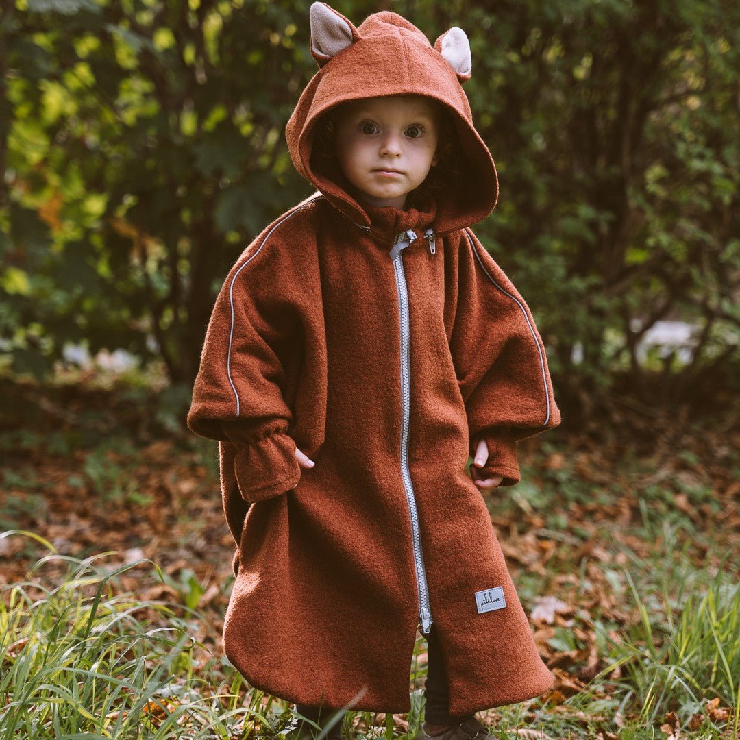 Kids 100% Merino Wool Car Poncho – Car Seat Safe (Fox) - Tiny Tugz™