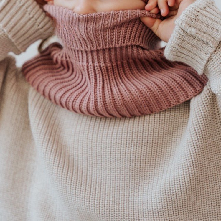Kids 100% Merino Wool Tube Scarf (Blush) - Tiny Tugz™