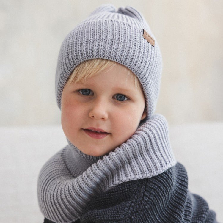 Kids 100% Merino Wool Tube Scarf (Grey) - Tiny Tugz™