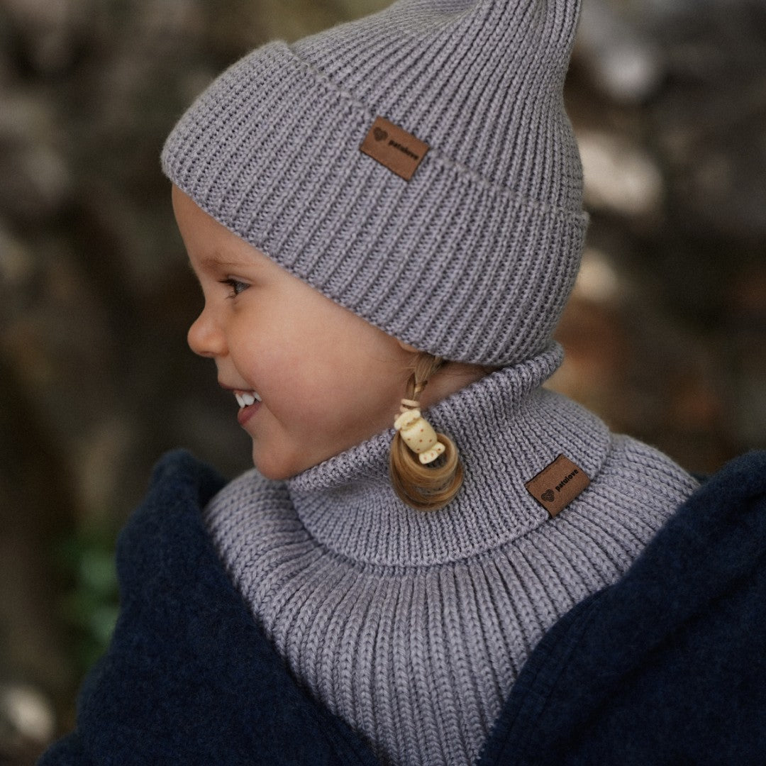 Kids 100% Merino Wool Tube Scarf (Grey) - Tiny Tugz™