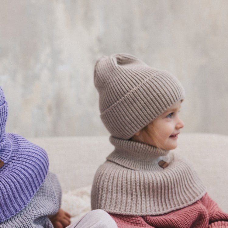 Kids 100% Merino Wool Tube Scarf (Oat) - Tiny Tugz™