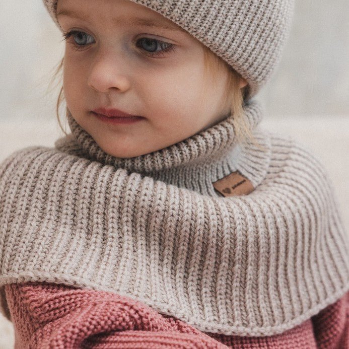 Kids 100% Merino Wool Tube Scarf (Oat) - Tiny Tugz™