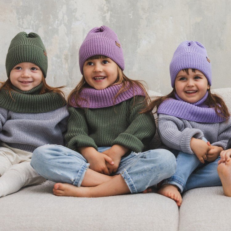 Kids 100% Merino Wool Tube Scarf (Olive) - Tiny Tugz™