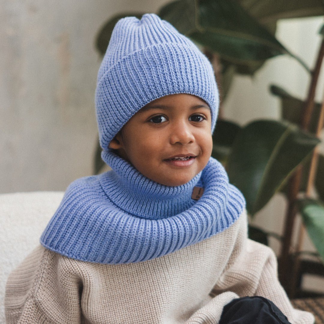 Kids 100% Merino Wool Tube Scarf (Sky Blue) - Tiny Tugz™
