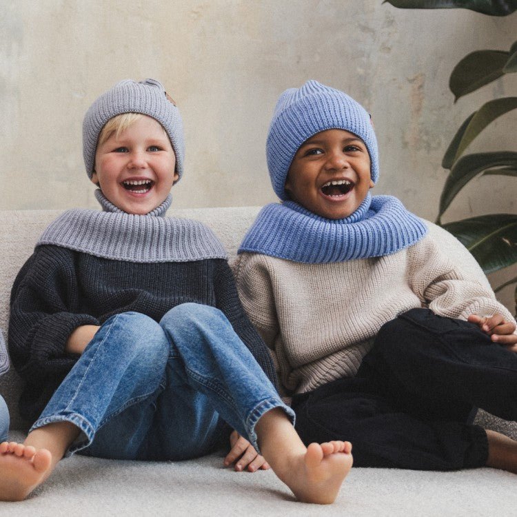 Kids 100% Merino Wool Tube Scarf (Sky Blue) - Tiny Tugz™