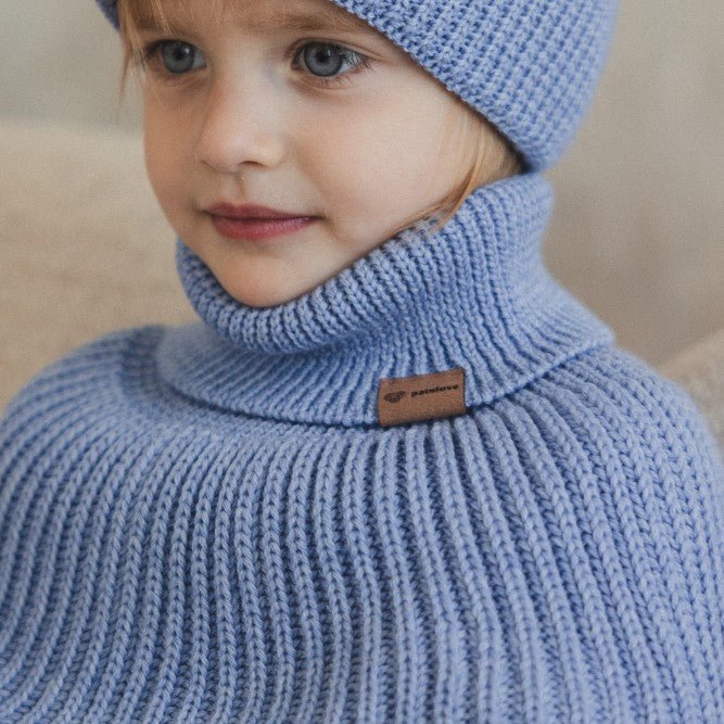 Kids 100% Merino Wool Tube Scarf (Sky Blue) - Tiny Tugz™