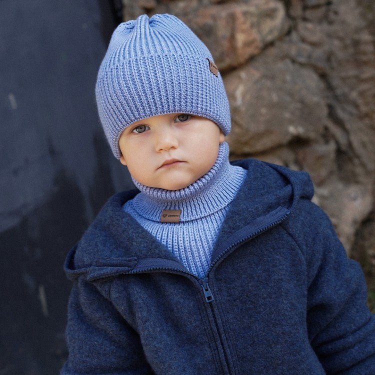 Kids 100% Merino Wool Tube Scarf (Sky Blue) - Tiny Tugz™