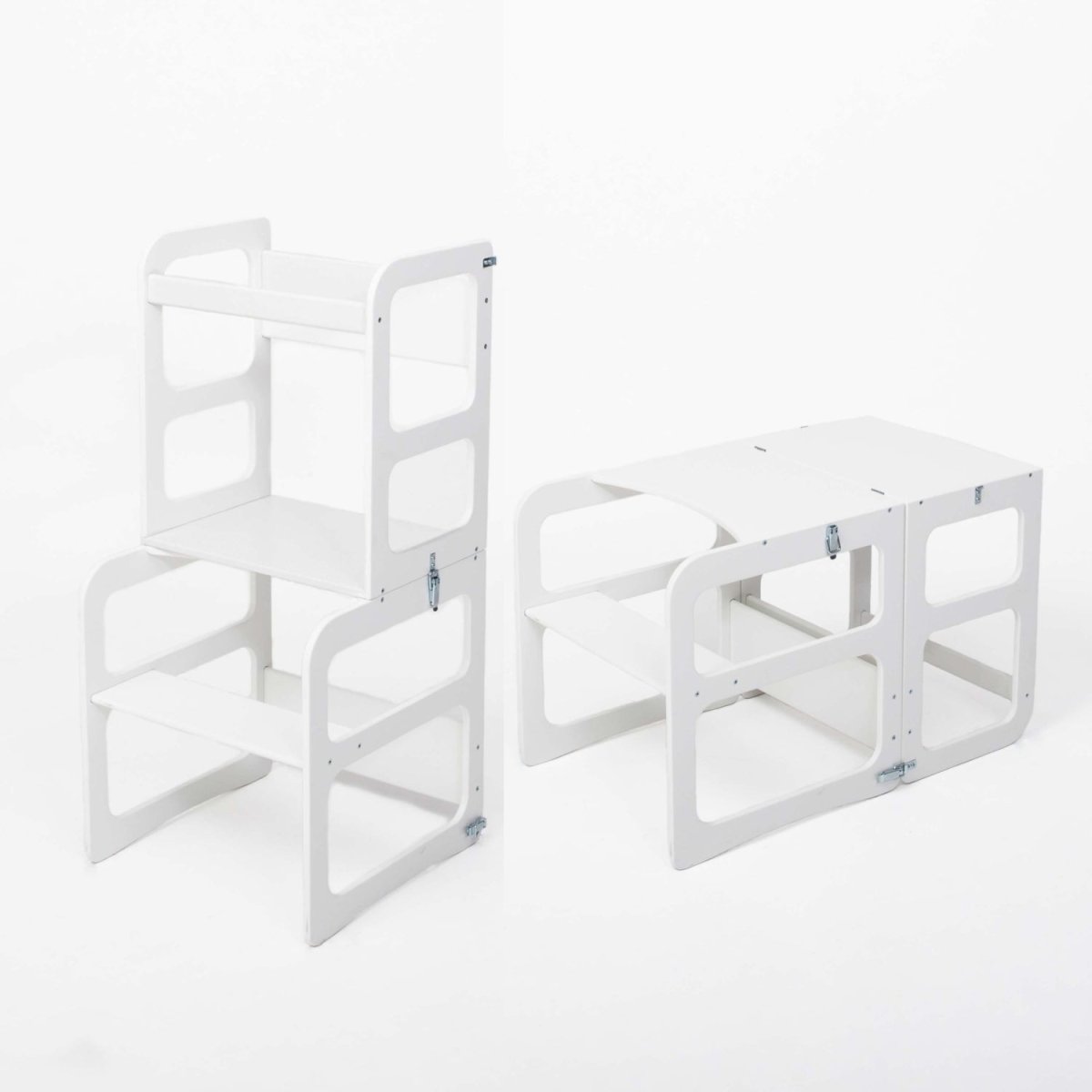 Kids 2-in-1 Convertible Kitchen Tower & Table Set – Montessori Style - Tiny Tugz™