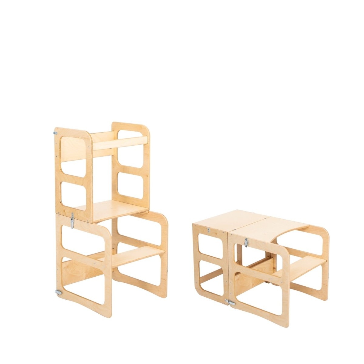 Kids 2-in-1 Convertible Kitchen Tower & Table Set – Montessori Style - Tiny Tugz™