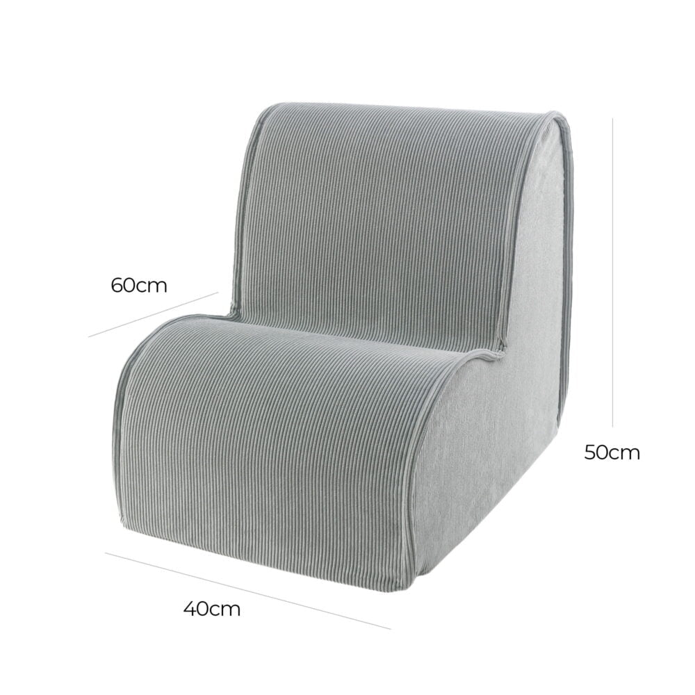 Kids Armchair - Corduroy, 40 x 60 x 50 cm (Grey) - Tiny Tugz™