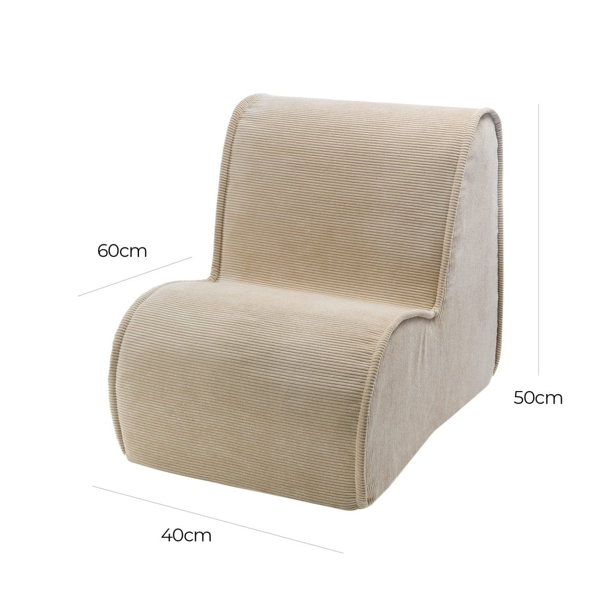Kids Armchair - Corduroy, 40 x 60 x 50 cm (Sand) - Tiny Tugz™