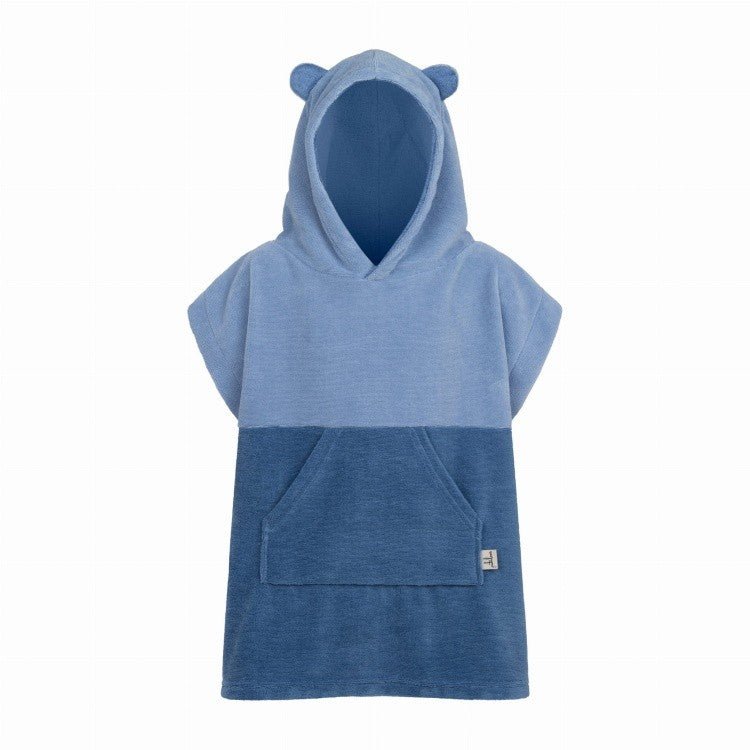 Kids Bamboo & Cotton Blend Poncho (Blue Bear) - Tiny Tugz™