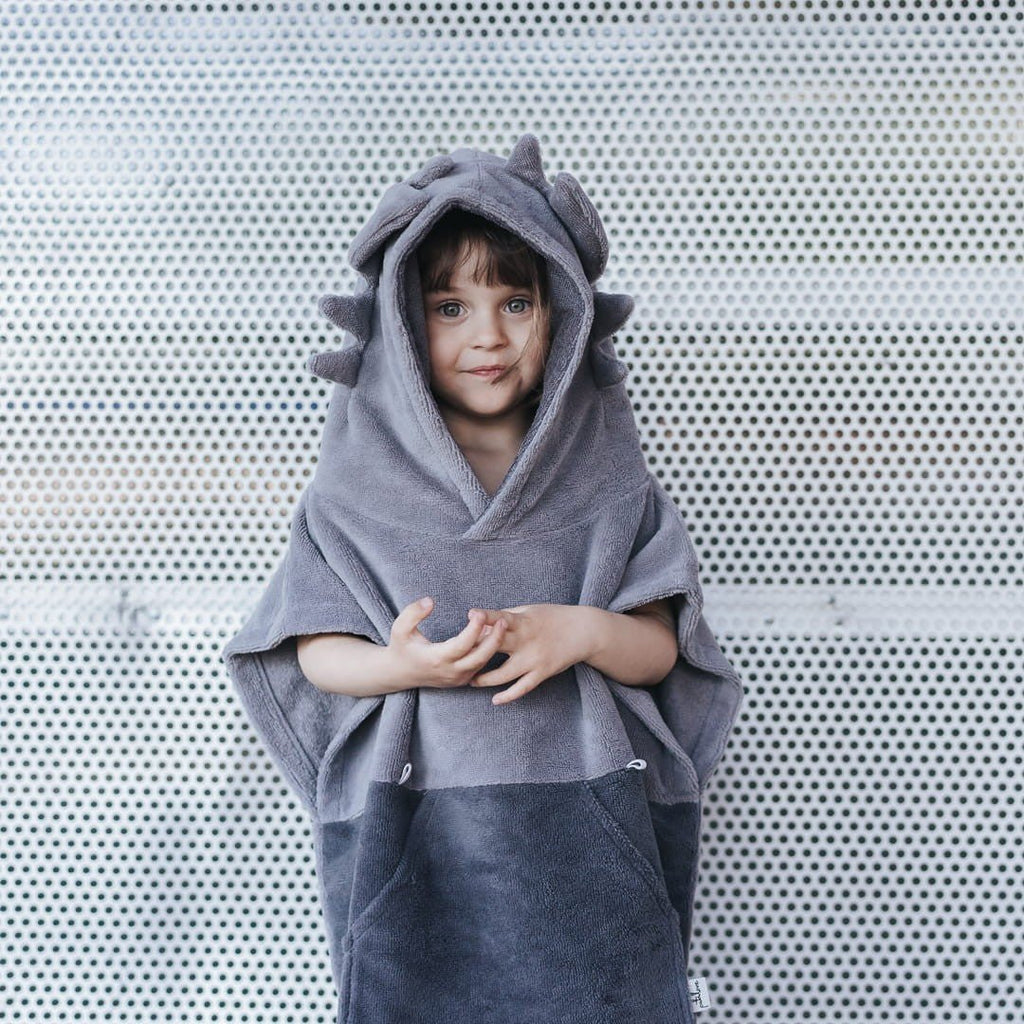 Kids Bamboo & Cotton Blend Poncho (Dragon) - Tiny Tugz™