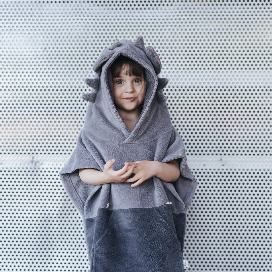 Kids Bamboo & Cotton Blend Poncho (Dragon) - Tiny Tugz™