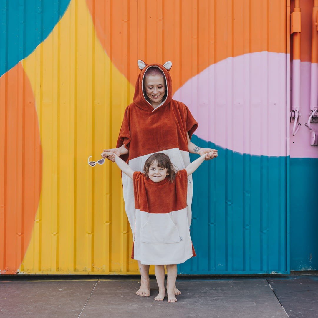 Kids Bamboo & Cotton Blend Poncho (Fox) - Tiny Tugz™