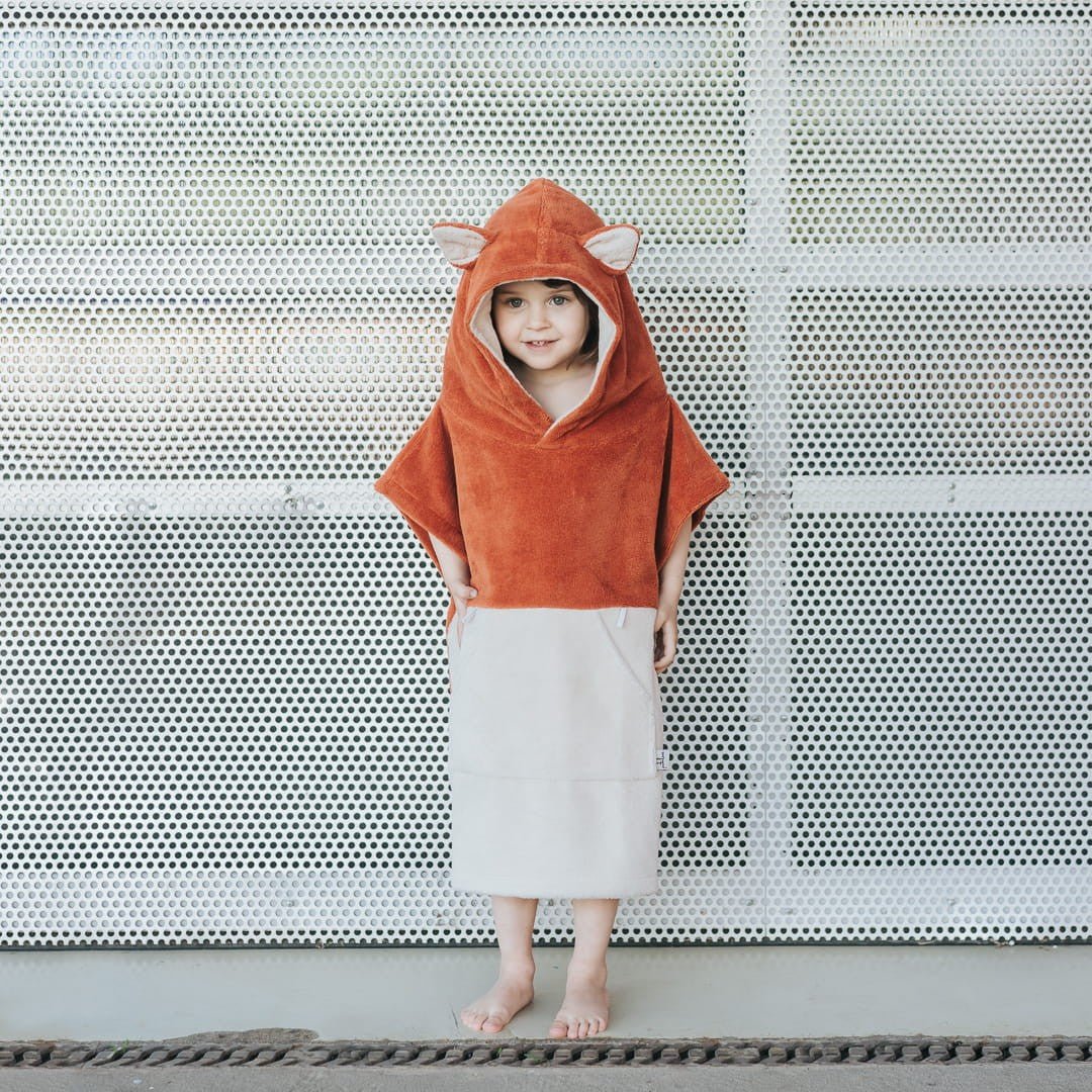 Kids Bamboo & Cotton Blend Poncho (Fox) - Tiny Tugz™