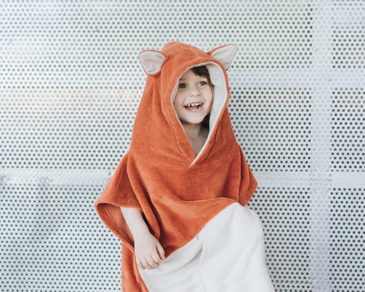 Kids Bamboo & Cotton Blend Poncho (Fox) - Tiny Tugz™