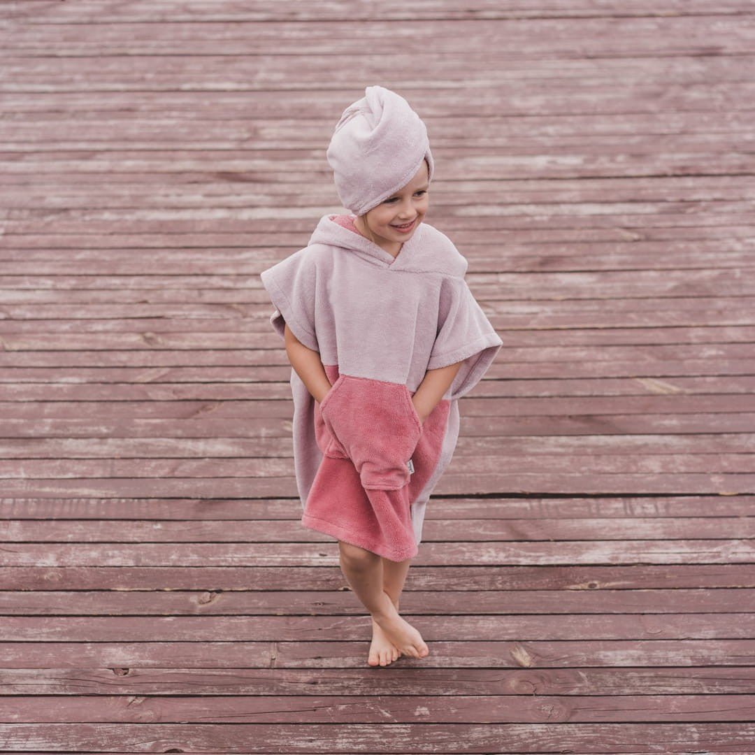 Kids Bamboo & Cotton Blend Poncho (Pink Bunny) - Tiny Tugz™